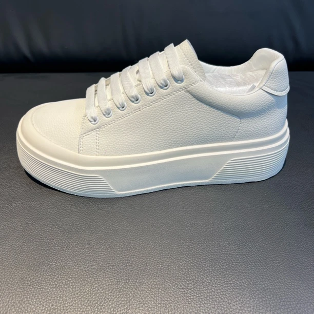 男士厚底系带小白鞋休闲板鞋潮流极简风时尚百搭韩版白色潮鞋低帮