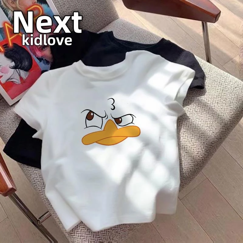 NEXT2025夏季新款白色短袖t恤女修身显瘦卡通印花正肩小个子上衣