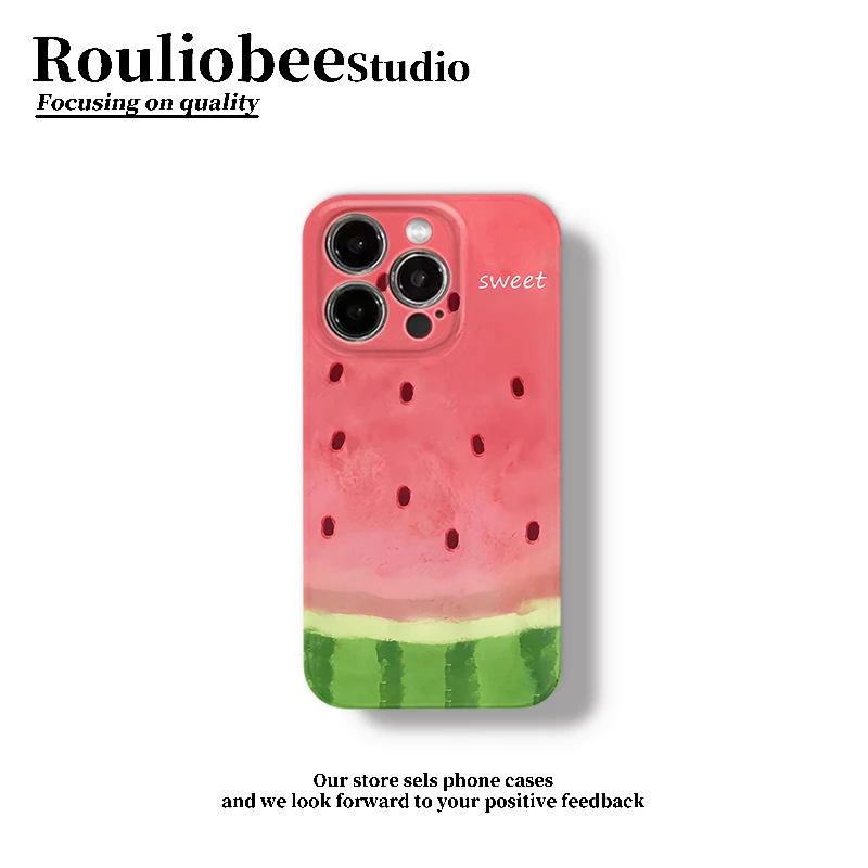 BANCA夏日水彩西瓜适用苹果16/15菲林手机壳华为P70oppo小米vivo