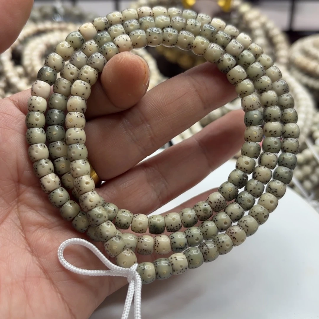 星月菩提手串65鼓冰绿果冻大留白