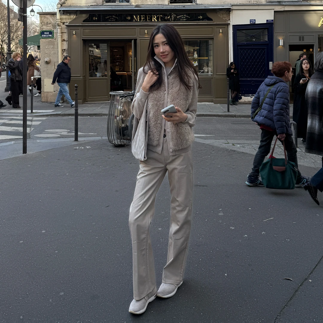 ROMI STUDIO“简练有型”桑蚕丝棉碳素磨毛舒适直筒长裤 RWCWXG5962