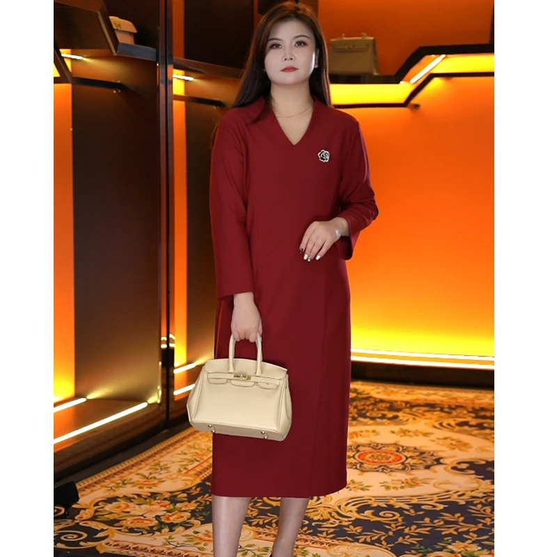 蔓缇蜜丝大码女装连衣裙2025秋冬新款微胖妹妹法式复古宴会礼服