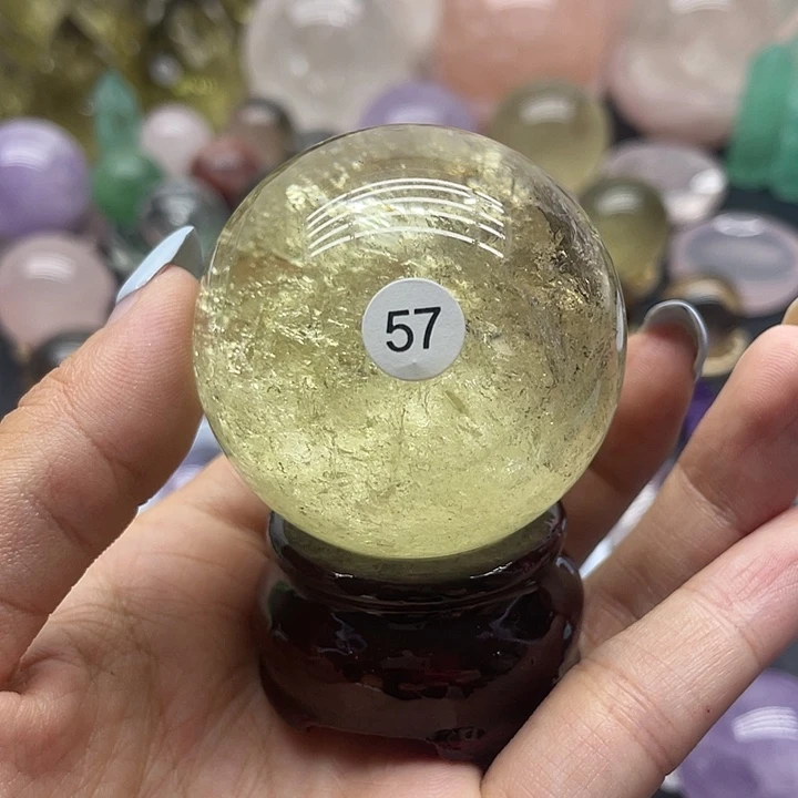 考***5水晶珠宝半成品未镶嵌57黄水晶球