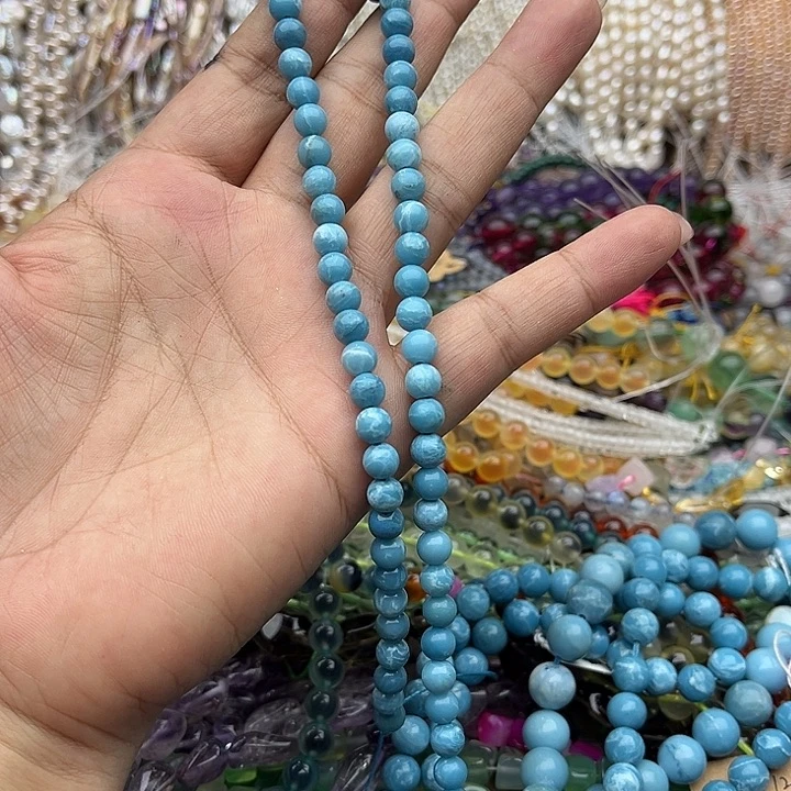 玛瑙/玉髓未镶嵌珠宝半成品一条6mm海纹石