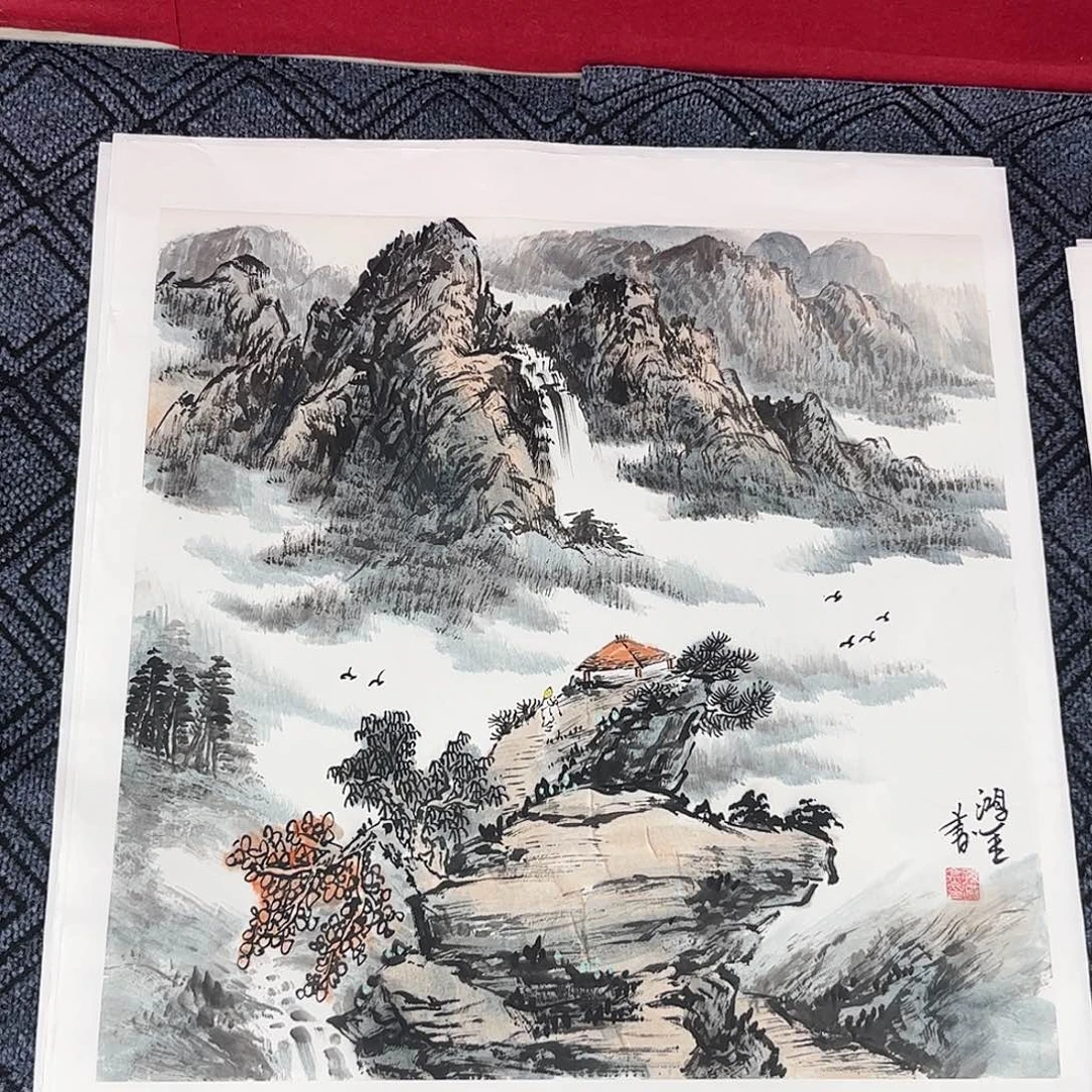 大***云国画孙鸿金老师四尺斗方山水作品旭