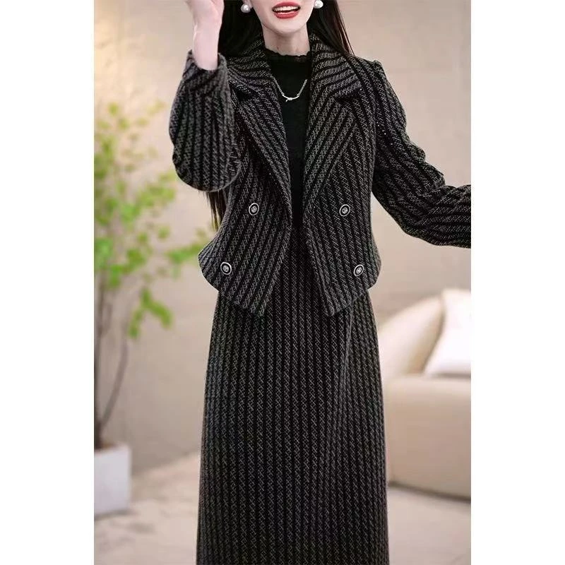 【运费补贴】气质加厚小西装两件套连衣裙女2025秋季新款高档显瘦妈