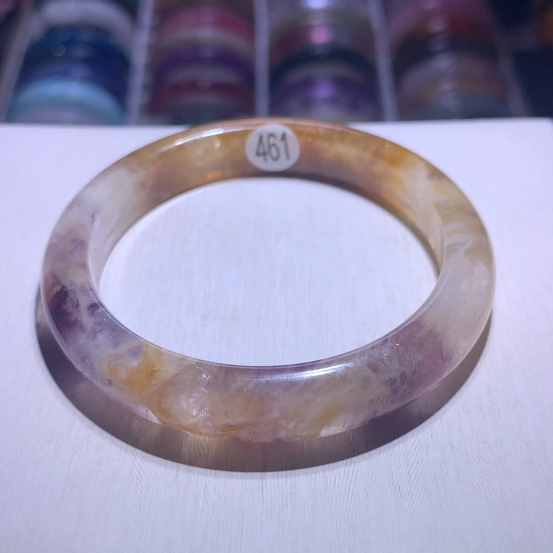 水晶手镯银S925镶嵌极光兔毛56.4圈461