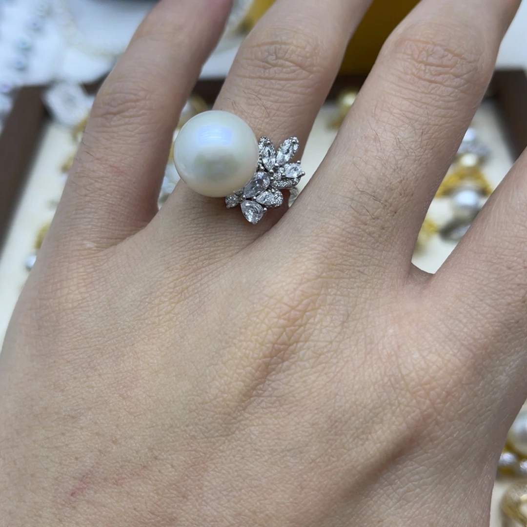 戒指淡水珍珠银S925镶嵌