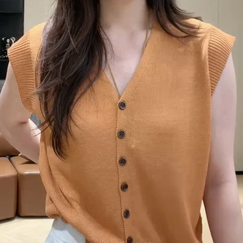 V领飞飞袖开衫T恤薄款纯色夏季上衣针织衫女装欧若新中式气质短款