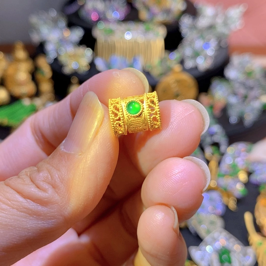 吊坠(不含链)银S925镶嵌翡翠
