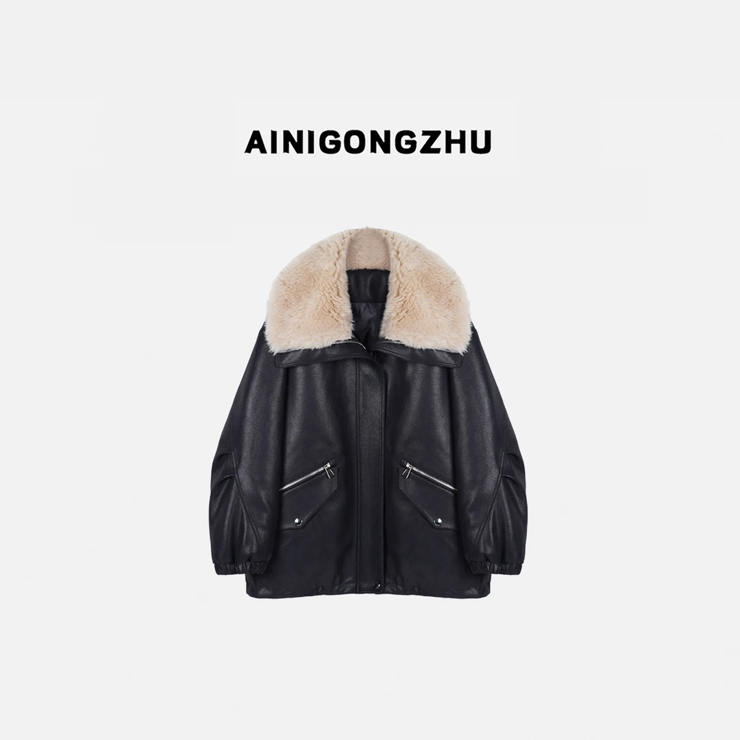 AINIGONGZHU/艾妮公主新款女士保暖冬季羊毛领90白鹅绒外套Y7733
