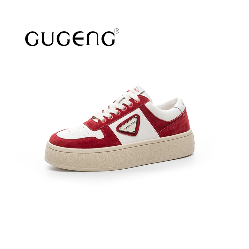 GUGENG/古耕25早秋新款日常休闲板鞋厚底运动百搭真皮女鞋650018