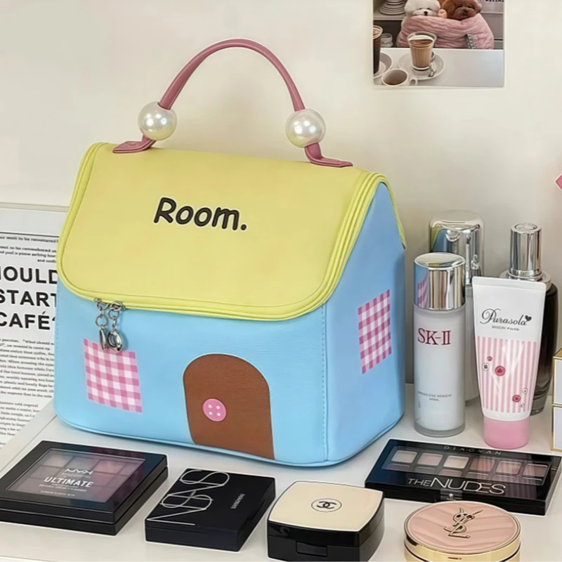 可爱新款多巴胺大容量外出便携分区旅行手提收纳袋收纳房子化妆包