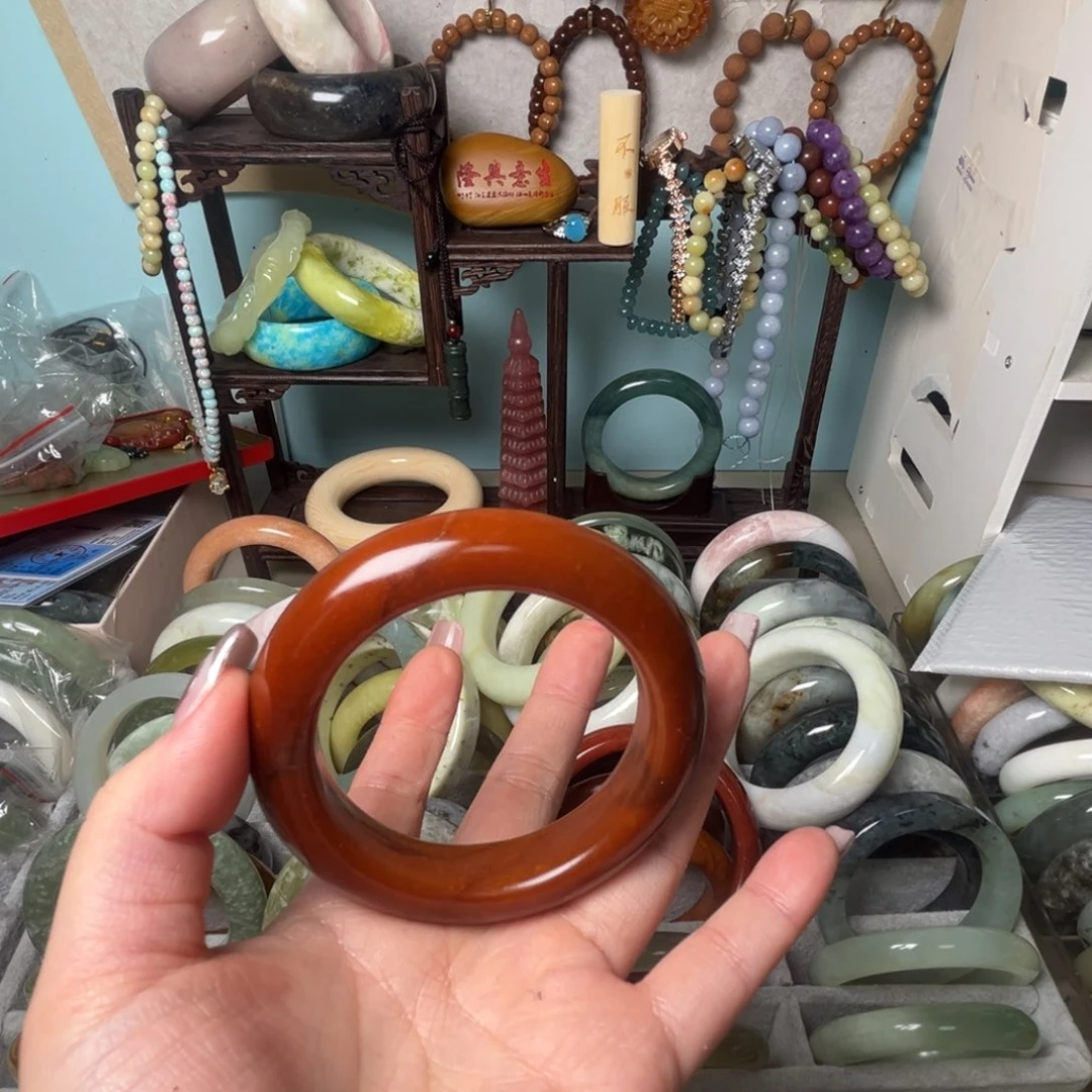 橙****蛇纹石玉未镶嵌手镯