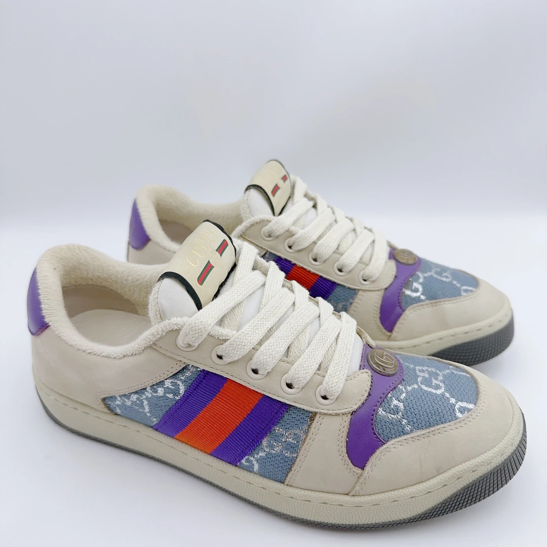99新 GUCCI/古驰 37.5码/紫钻小脏鞋/01803