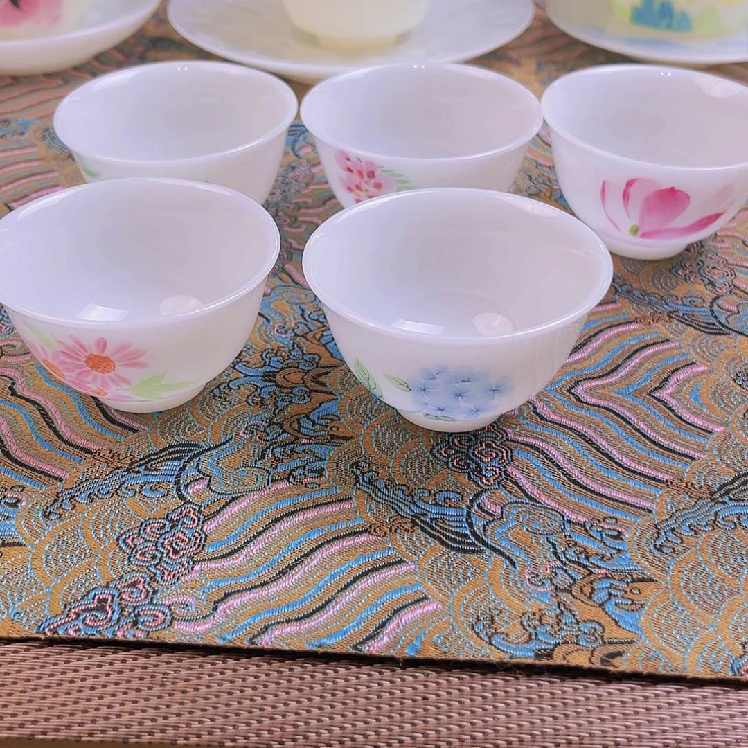 盖碗瓷精品璞玉瓷纯手绘花神杯