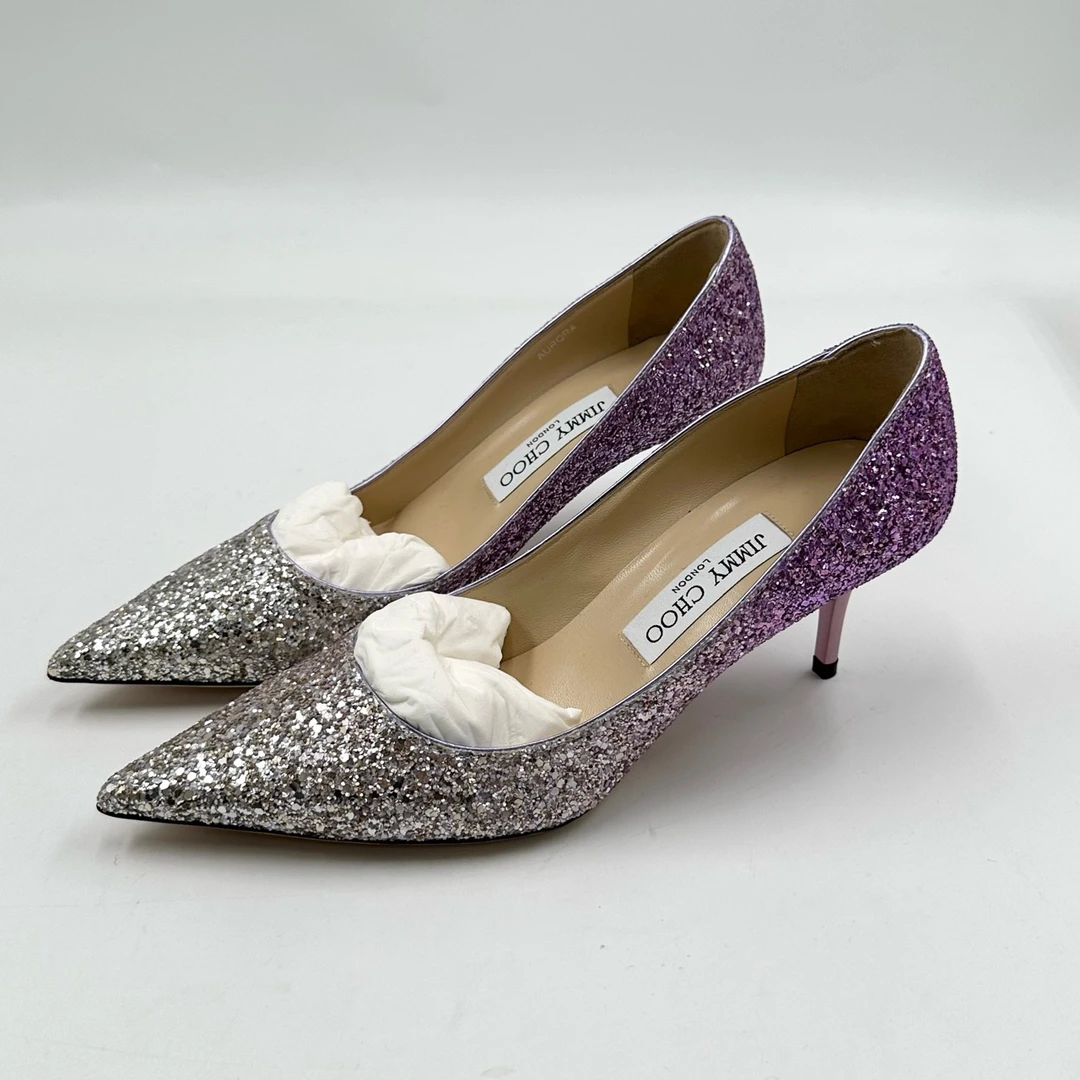全新未使用 JIMMY CHOO/吉米周 37码/渐变亮片高跟鞋/编码0981