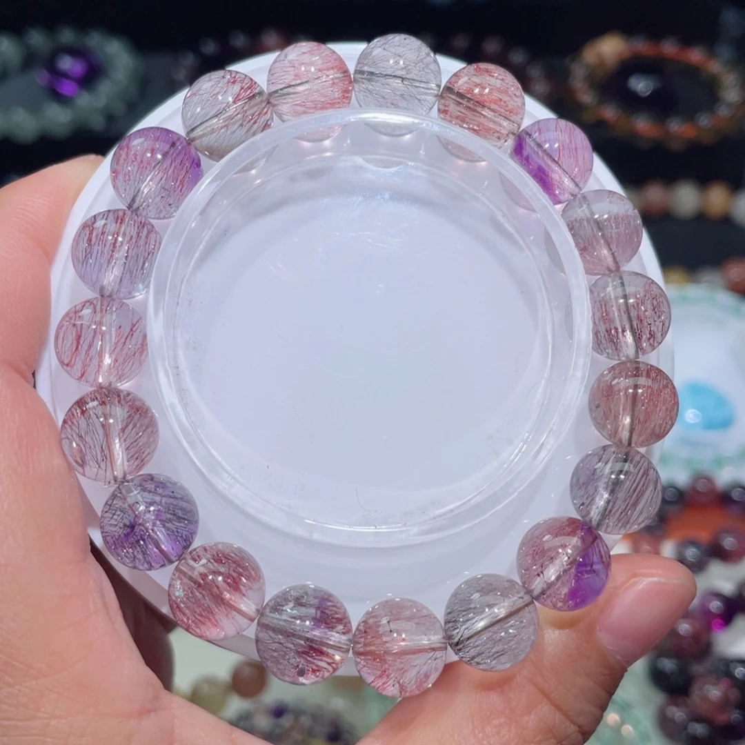 水晶手链未镶嵌超七手链，晶体通透