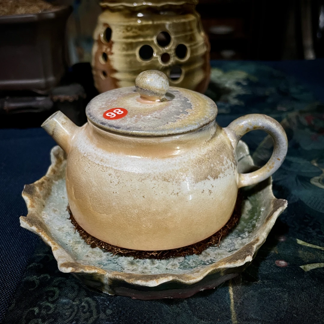 98号全手工中白泥柴烧茶壶家用复古陶瓷壶150-160ML