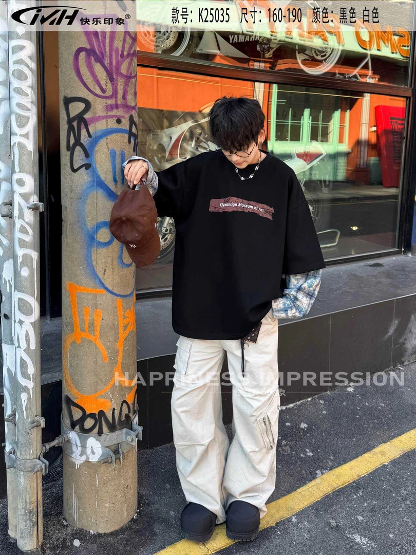 转角青少年2025春款圆领卫衣T潮牌