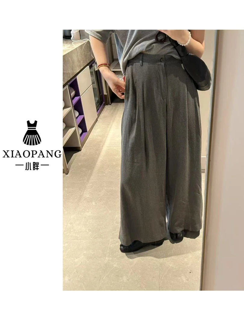 【小胖家】6068韩系纯色直筒西装休闲裤