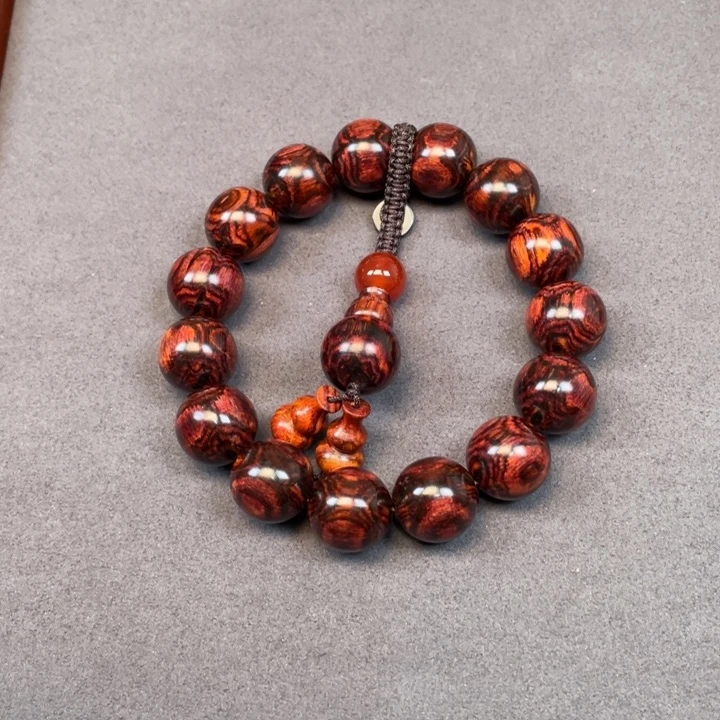 黄花梨/降香黄檀手串/手链瓦**雪海南黄花梨满鬼脸1.5