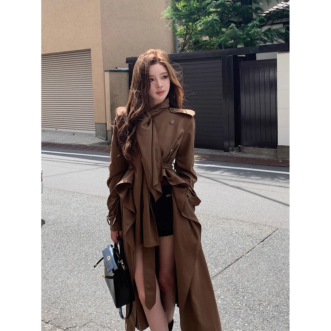 限量bbr英剧风衣Kylie同款自有调性的不对称羊毛短风衣/韩版短裤