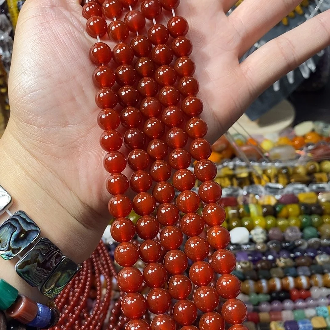 石英质玉未镶嵌，A品红玛瑙10mm，