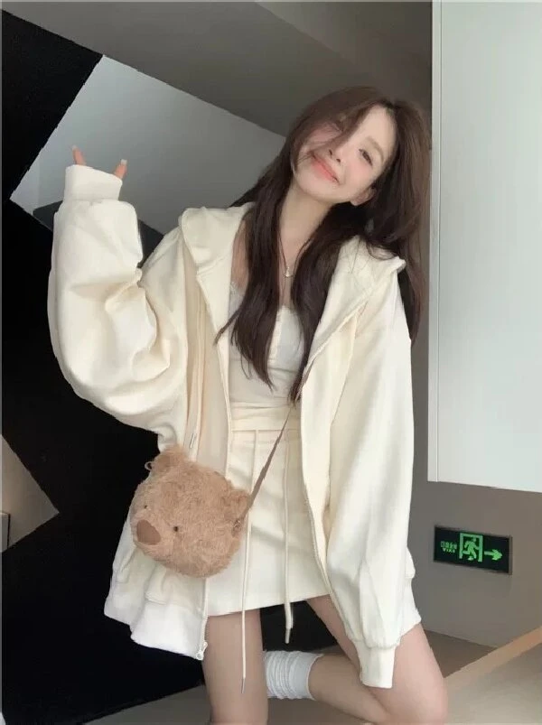 162-1秋季新款韩系简约通勤时尚宽松休闲气质百搭小众连帽外套