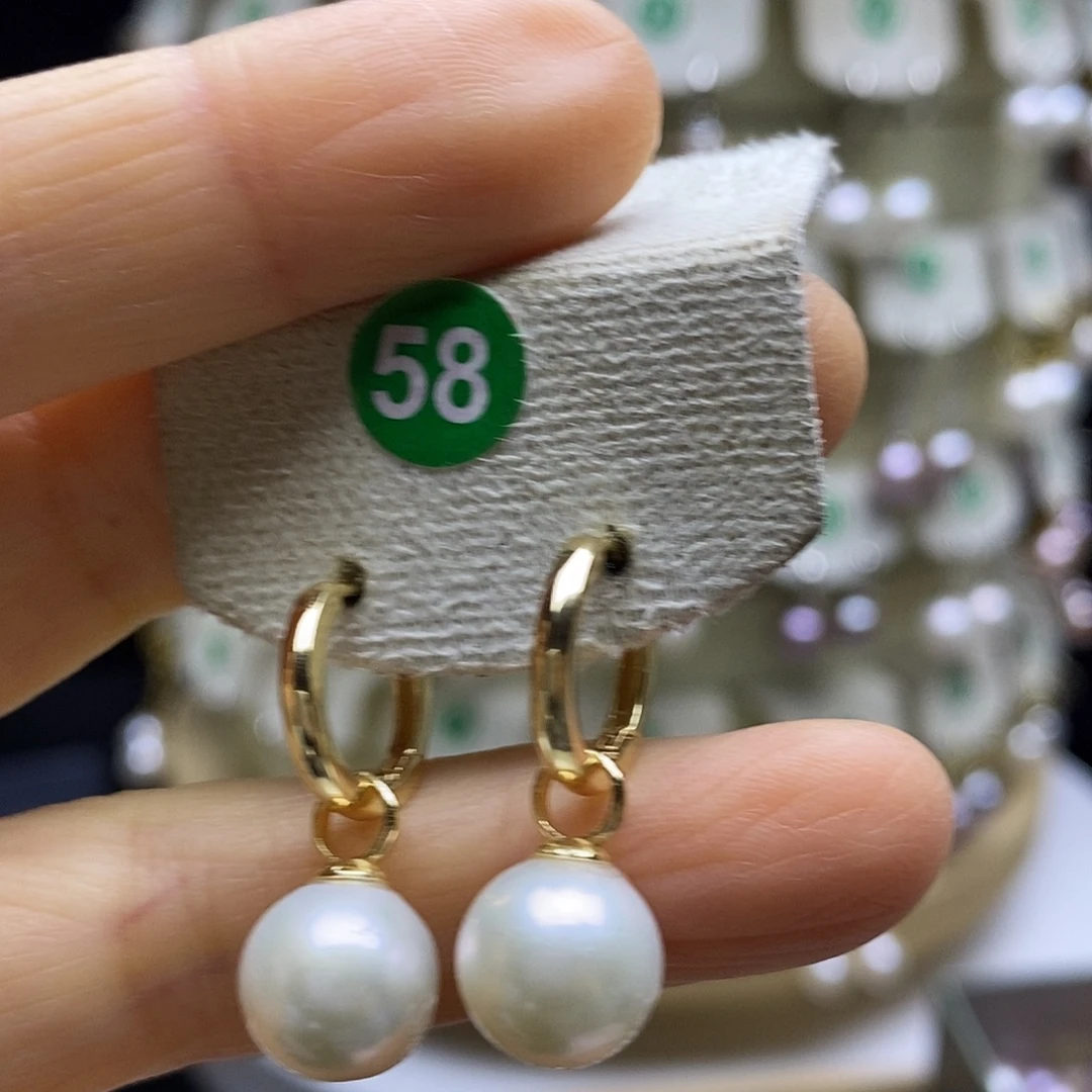 耳饰银S925镶嵌淡水珍珠