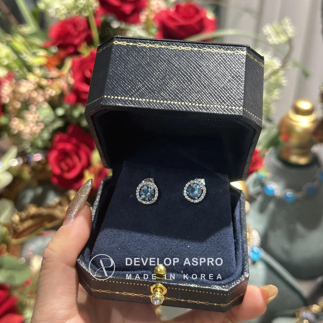 铜合金锆石耳饰 铜合金仿水晶耳饰 韩国新款简约轻奢耳钉SP124