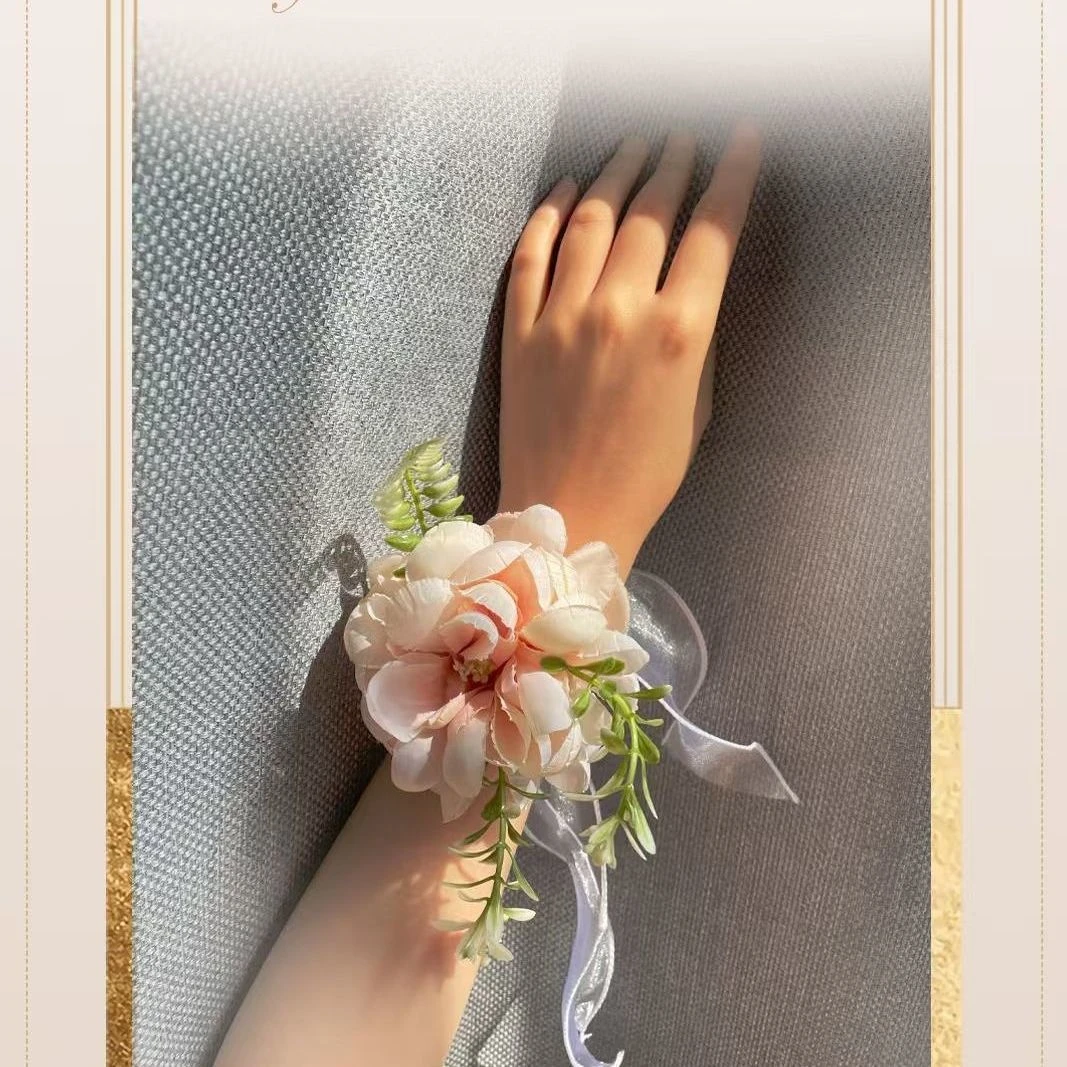表演跳舞手环花伴娘团婚礼手腕花结婚森系手花新娘唯美花朵蝴蝶花