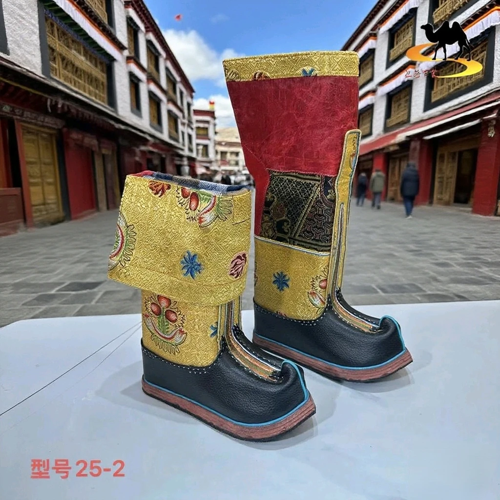 25-2纯手工传统藏靴男式靴子长靴高筒靴搭配藏装青海西藏甘孜包邮