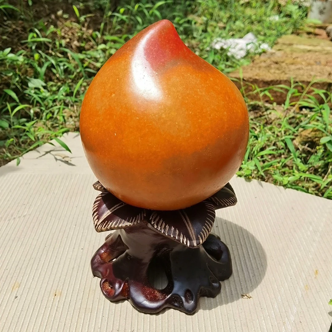 实木雕刻桃子水果奇石底座纯手工通用底座免挖槽万能石头底座摆件