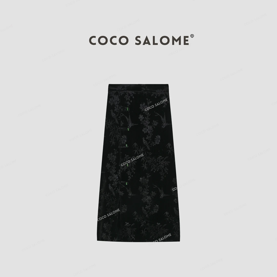 COCO SALOME⒂【富贵竹】春夏国风开叉休闲百搭半身裙6219