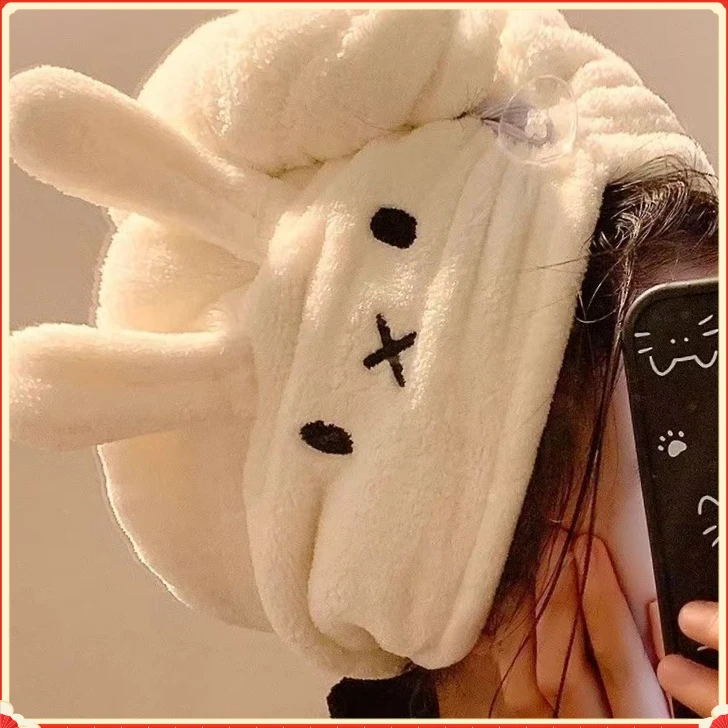 卡通米菲兔干发帽女珊瑚绒HDJY强力吸水速干不掉毛巾洗头家【湖湖】