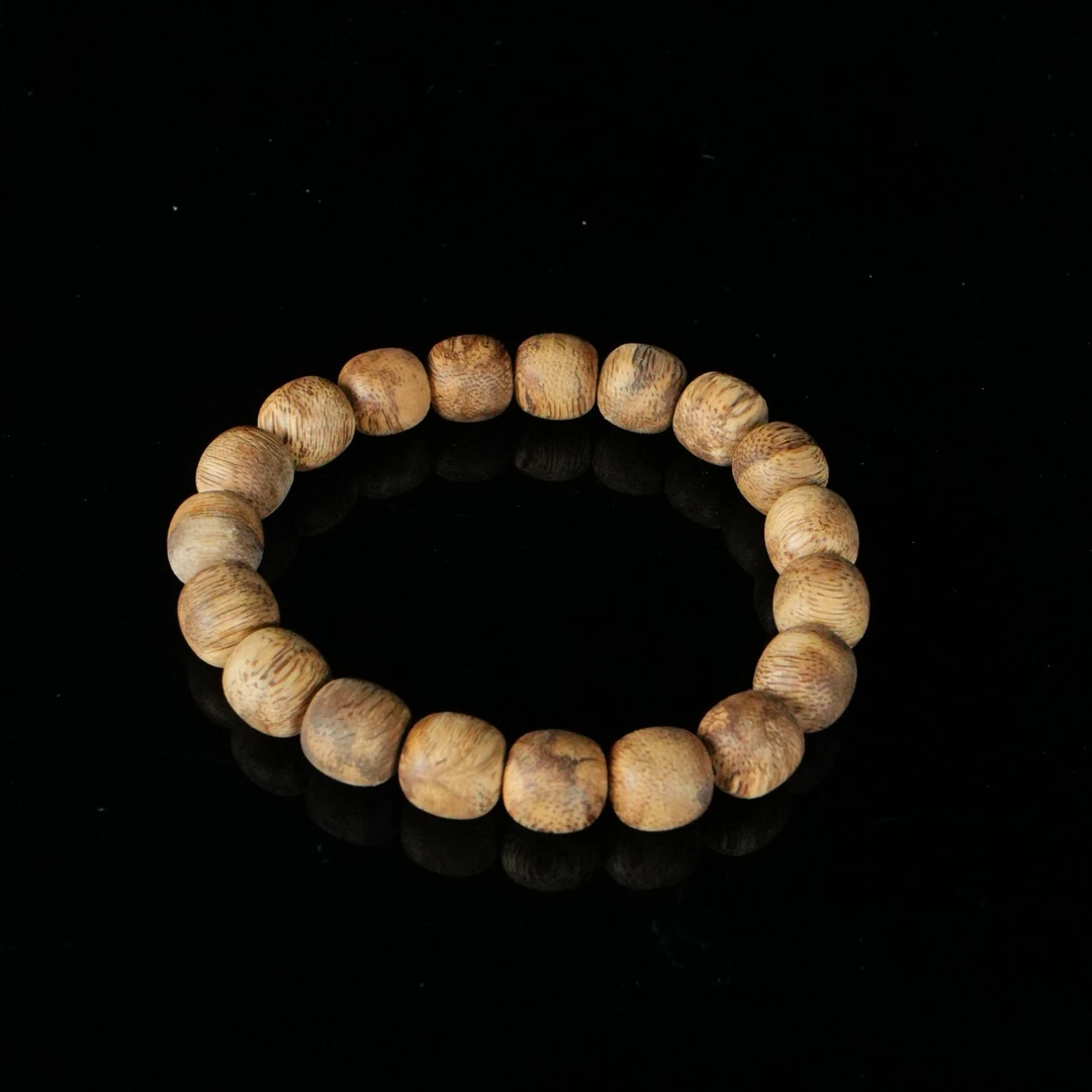 B5961 柬埔寨虎斑老料沉香桶珠手串 1.0x1.0cm  9g