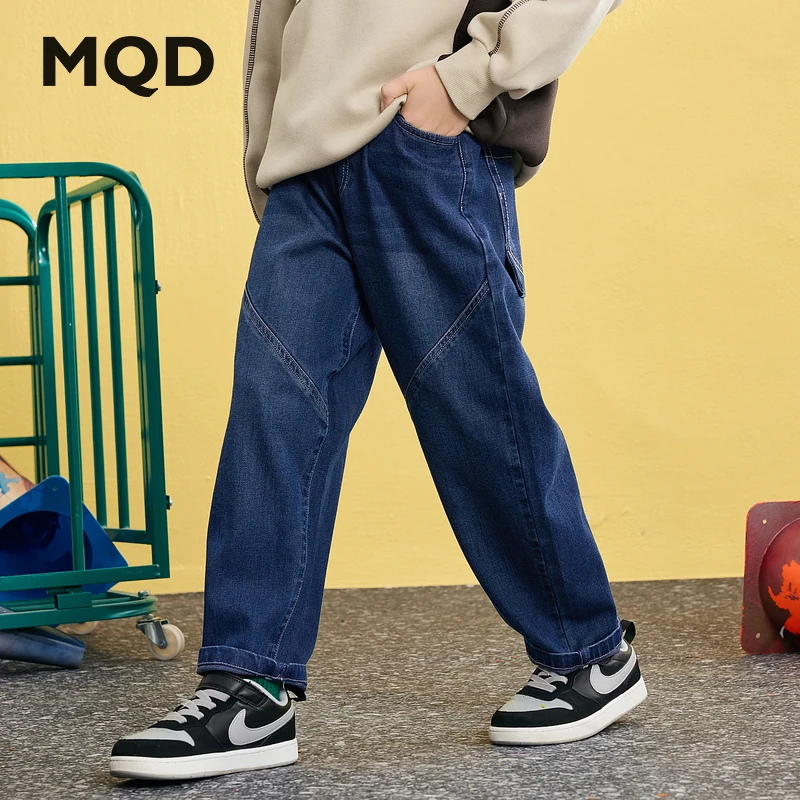 MQD童装儿童25春新品学院风休闲百搭牛仔长裤水洗牛仔裤9651W1415