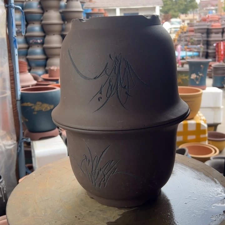 紫砂宜兴紫砂花盆花盆25+25平角