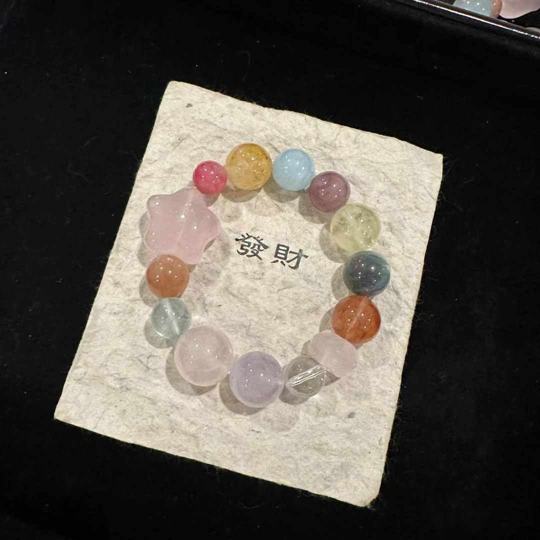 D212 大m多宝+顶珠粉晶星星设计款手串 多样性发一