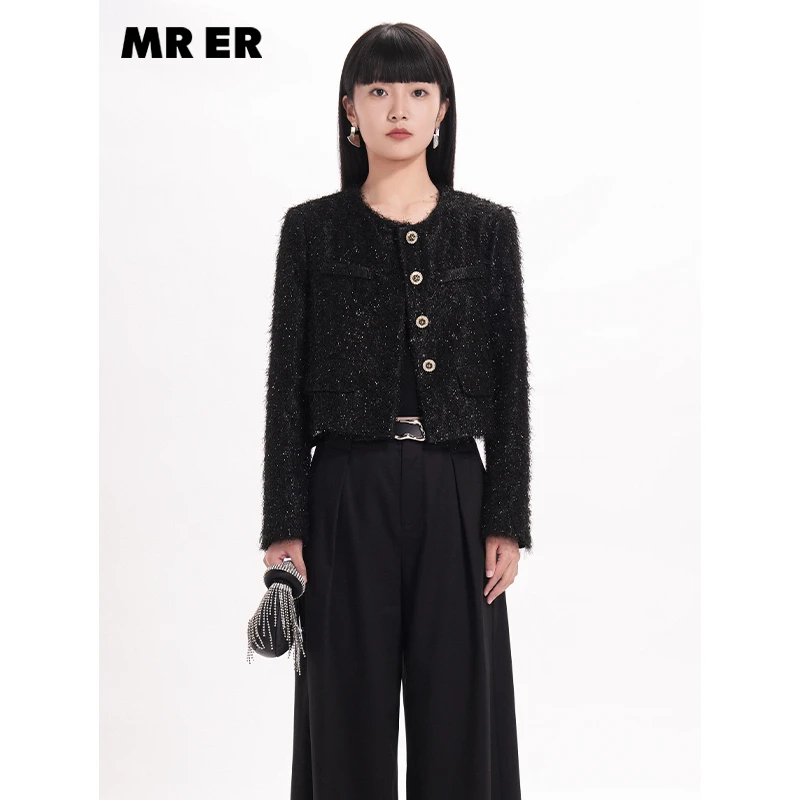 【尚雅专属】设计感潮小个子短款修身亮丝外套R5A30834
