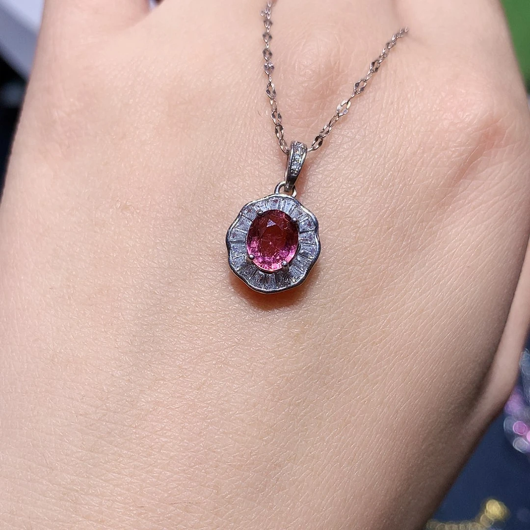 银S925镶嵌碧玺吊坠(赠链)