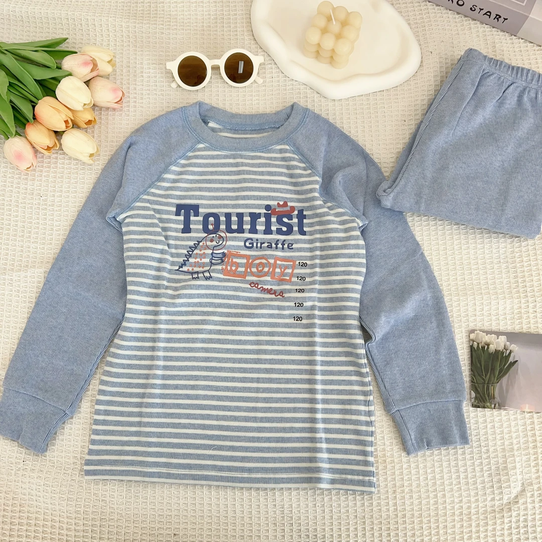 男童舒适柔软棉氨卡通印花秋衣裤套装