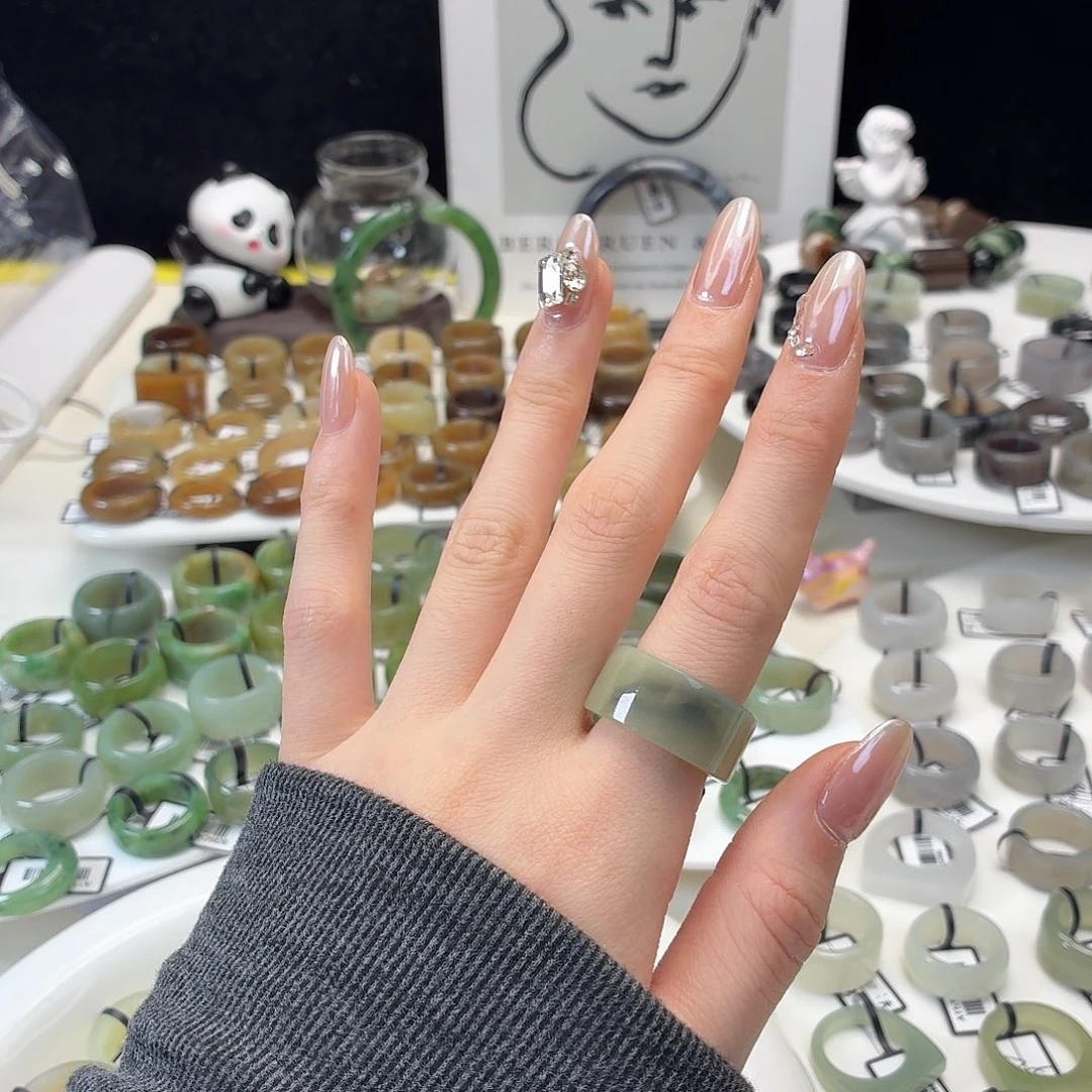 和田玉（糖玉）未镶嵌戒指z81意境晴水直切17.4