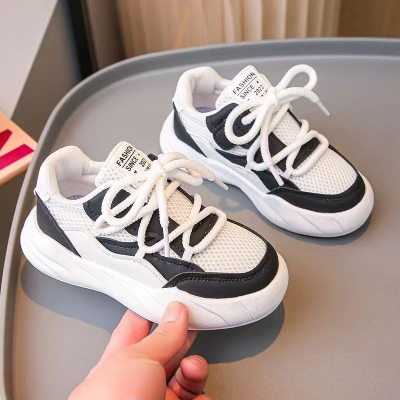 真真小黄鸭2312女童男童透气网面小白鞋新款春秋小板鞋软底休闲鞋