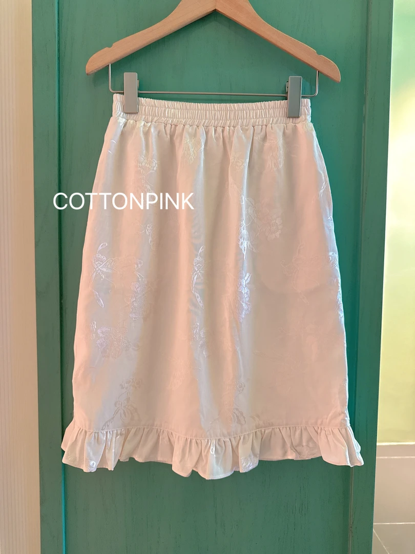COTTONPINK女装暗花绸缎休闲百搭裙子