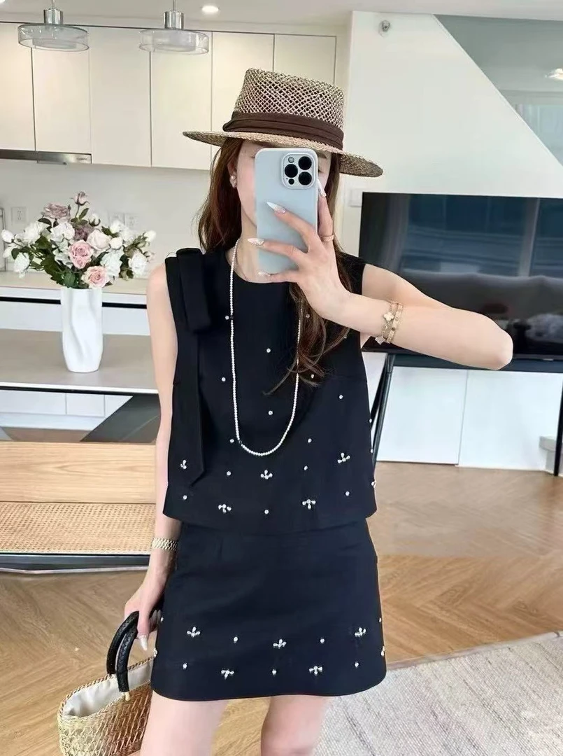 【620】好#重工无袖上衣+半身裙【套装】