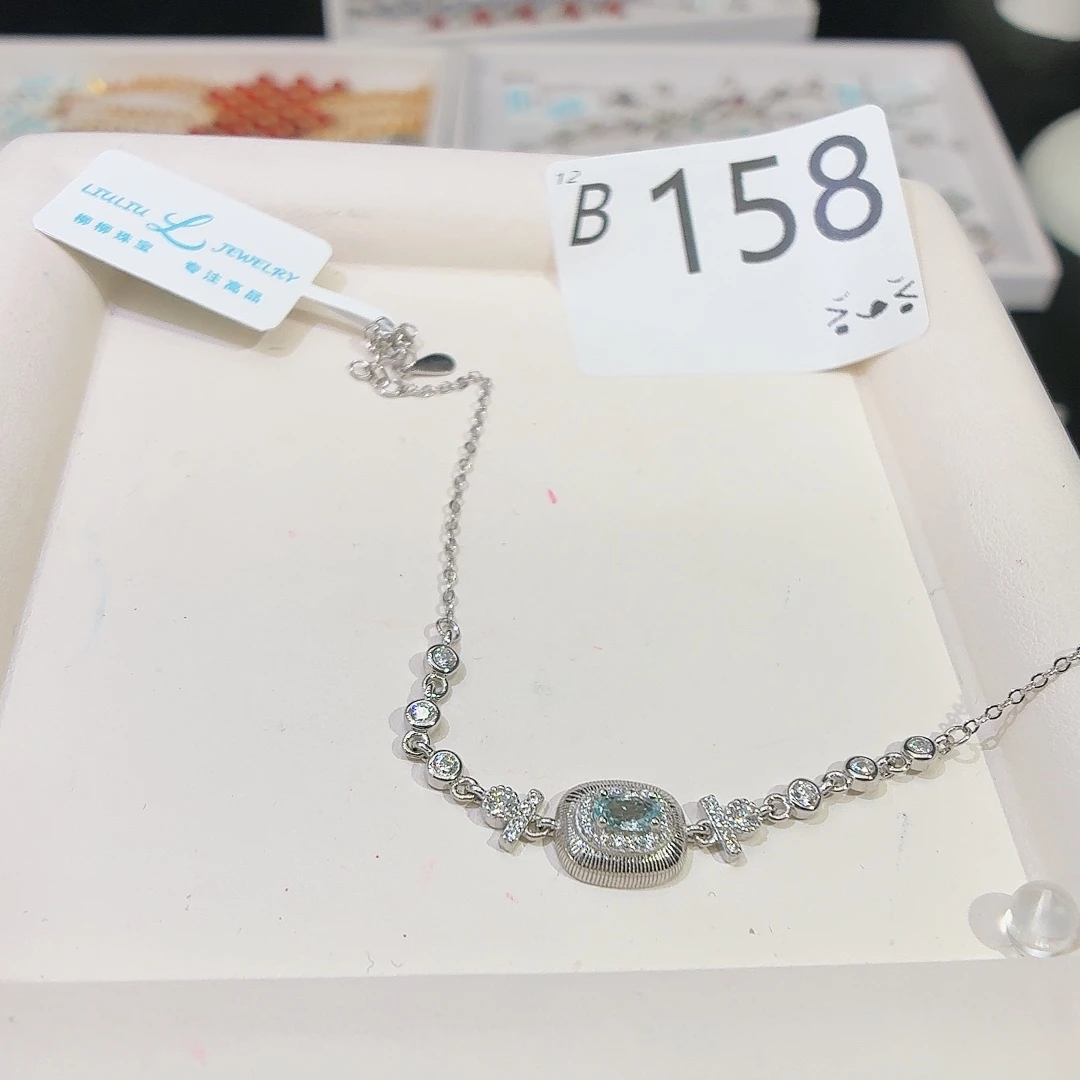 海蓝宝石手链银S925镶嵌