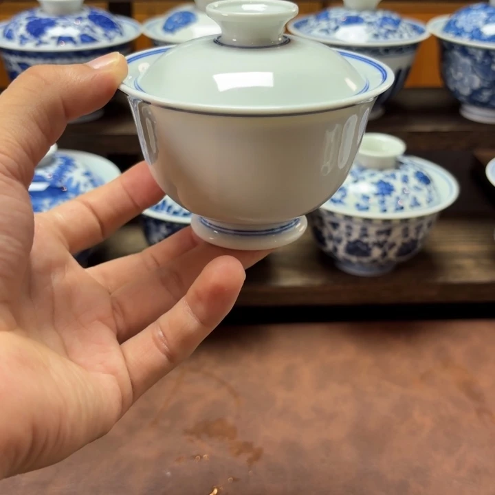 景德镇纯手工白胎120盖碗