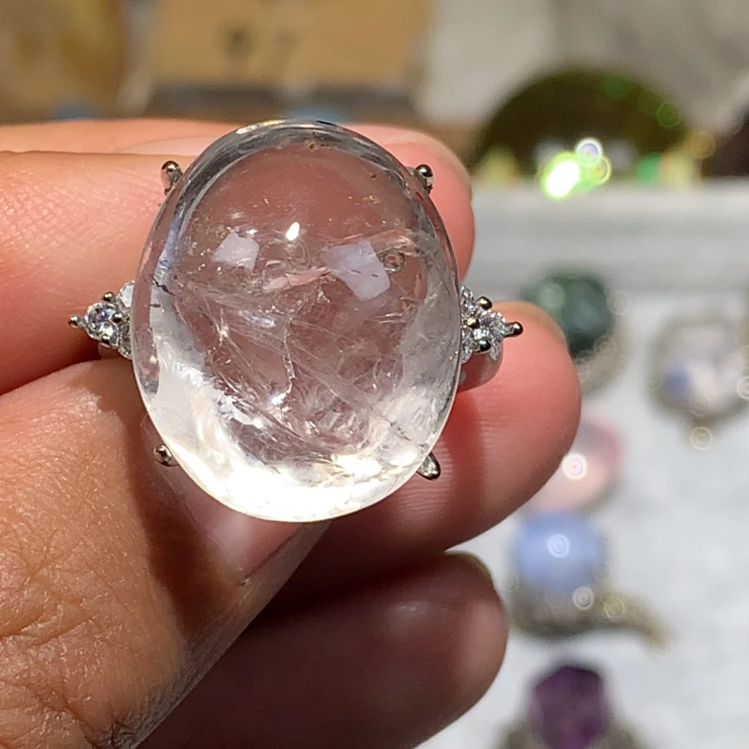 斩***嶙未镶嵌珠宝半成品水晶打孔不退不换